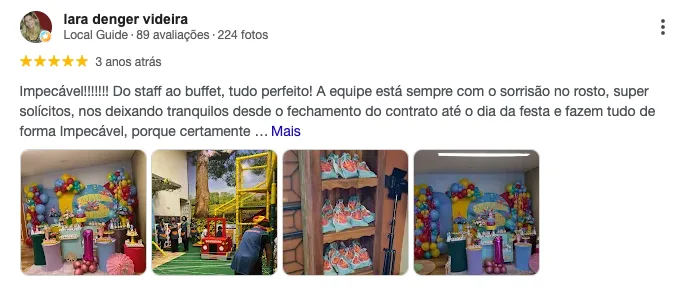 Avaliação de Iara Denger Vieira no Google
